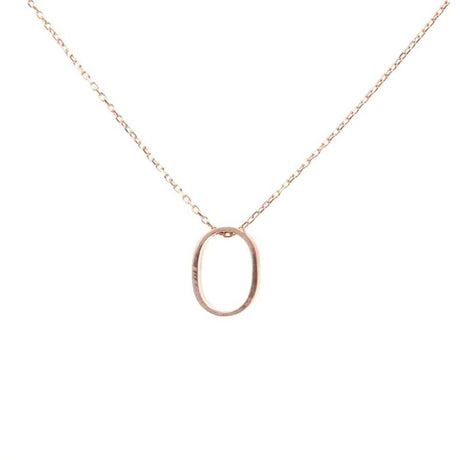 Sterling Silver 3D Letter O Necklace - Modern Alphabet Pendant