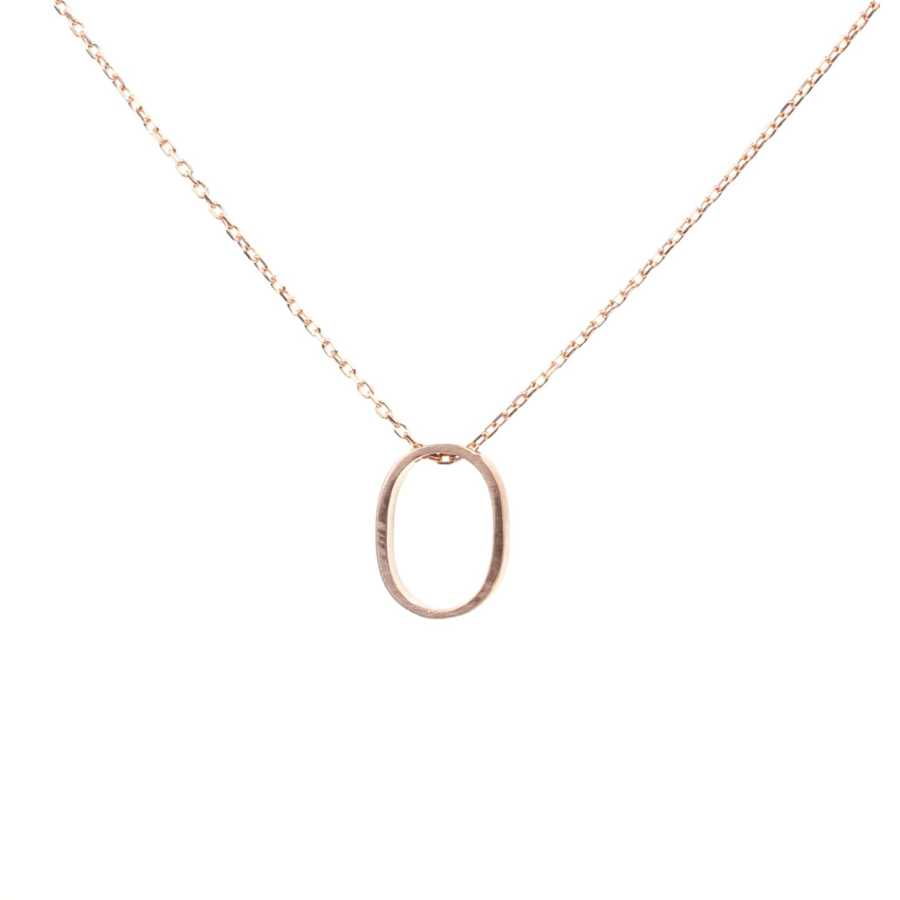 Sterling Silver 3D Letter O Necklace - Modern Alphabet Pendant