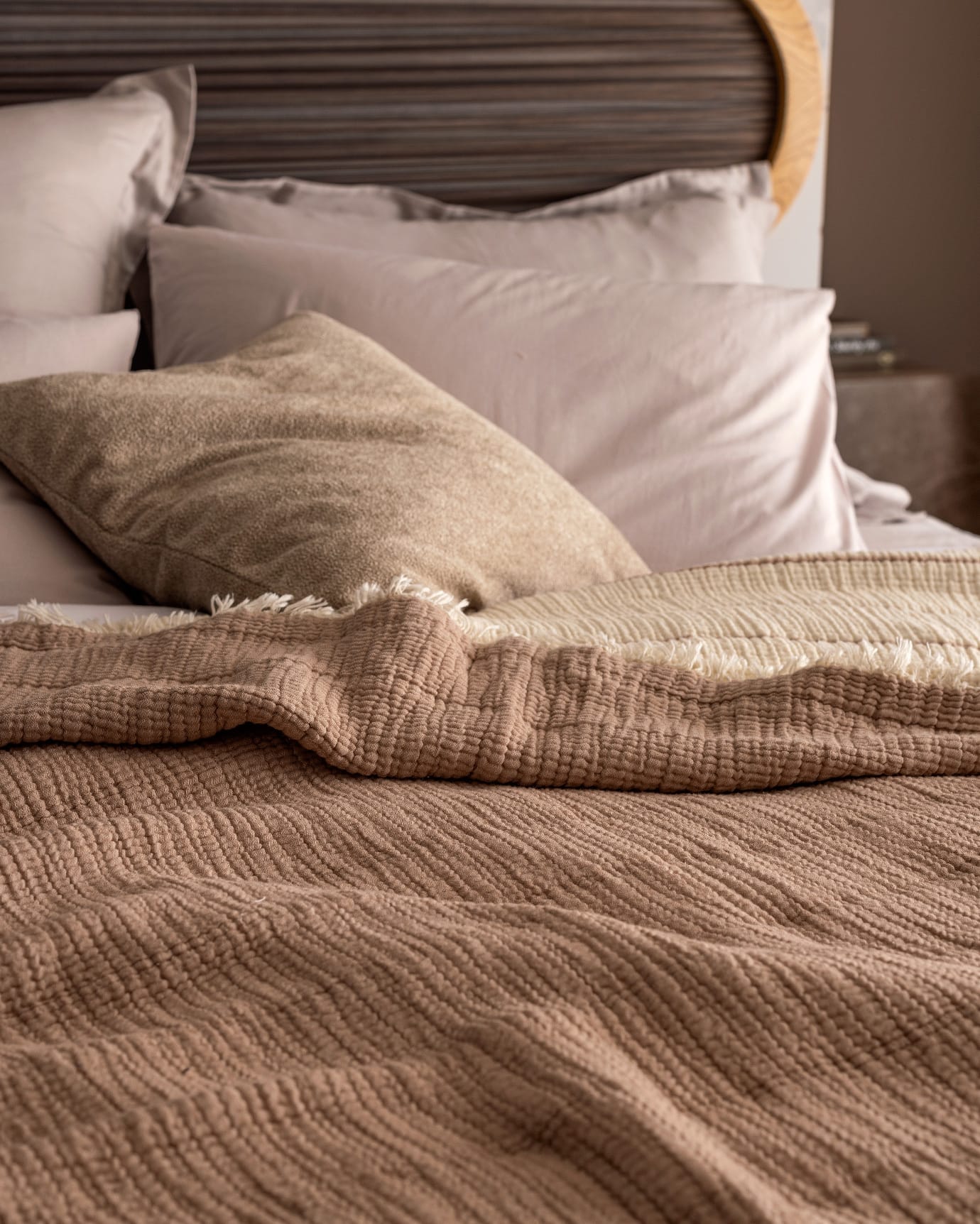 Cotton Blend Single Bedspread - Textured Design