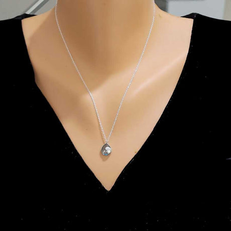 Sterling Silver Heart Pendant Necklace with Synthetic Aquamarine