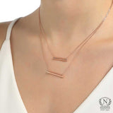 Sterling Silver Double Bar Necklace - Minimalist Layered Style