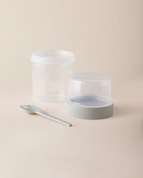 Portable Snack Container with Spoon, 550ml - Soft Green Food Storage