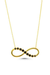 Elegant 925 Sterling Silver Black Zircon Pave Infinity Necklace