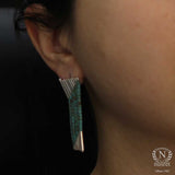 925 Sterling Silver Turquoise 9-Row Cascading Dangle Earrings