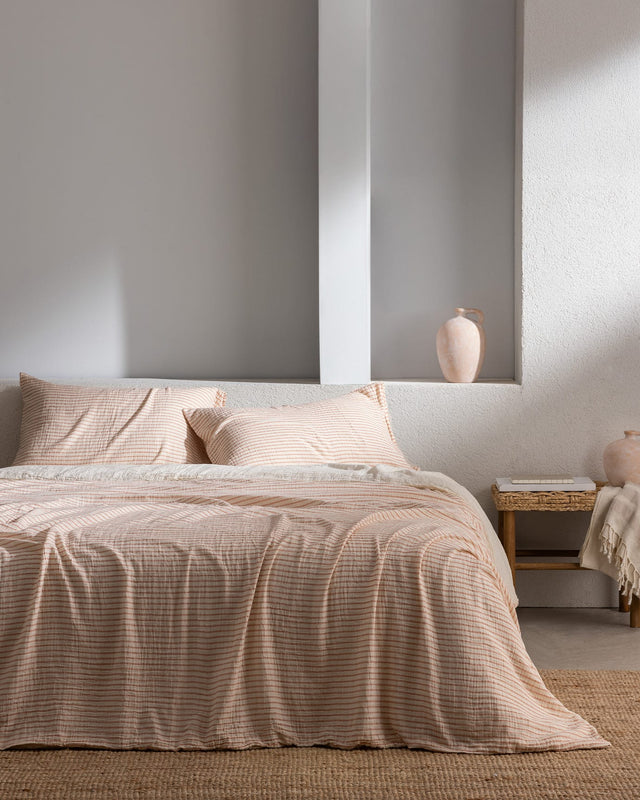 Cotton Muslin Queen Sheet Set with Fitted Sheet - Orange