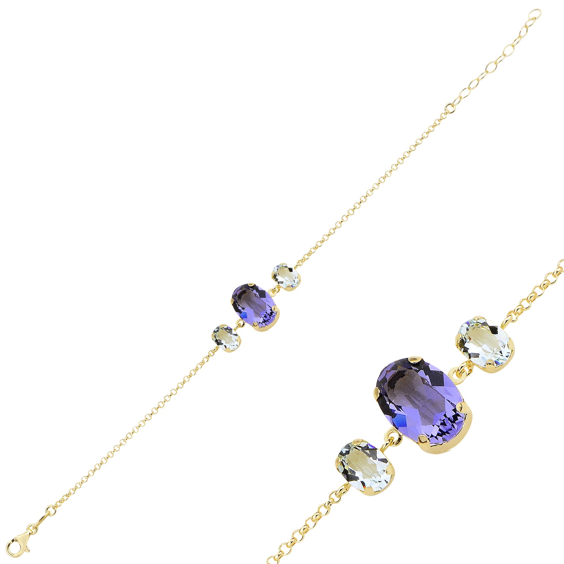 Náramek z rhodiovaného stříbra s růžovým zlatem a krystaly Swarovski