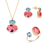 Set van sterling zilver met roségoud plating - Swarovski kristal elegantie