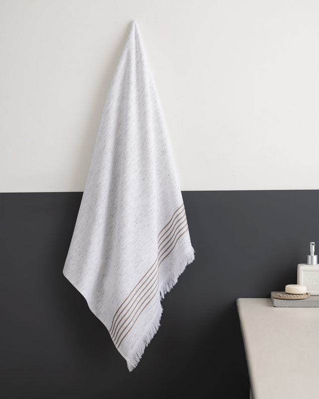 Opherna Cotton Bath Towel, White & Beige
