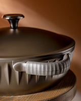 Freya 28 cm Brown Cooking Pot with Lid, Large Capacity Stockpot