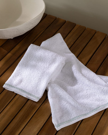 100% Cotton Hand Towel Set of 2 - Angelise White & Mint