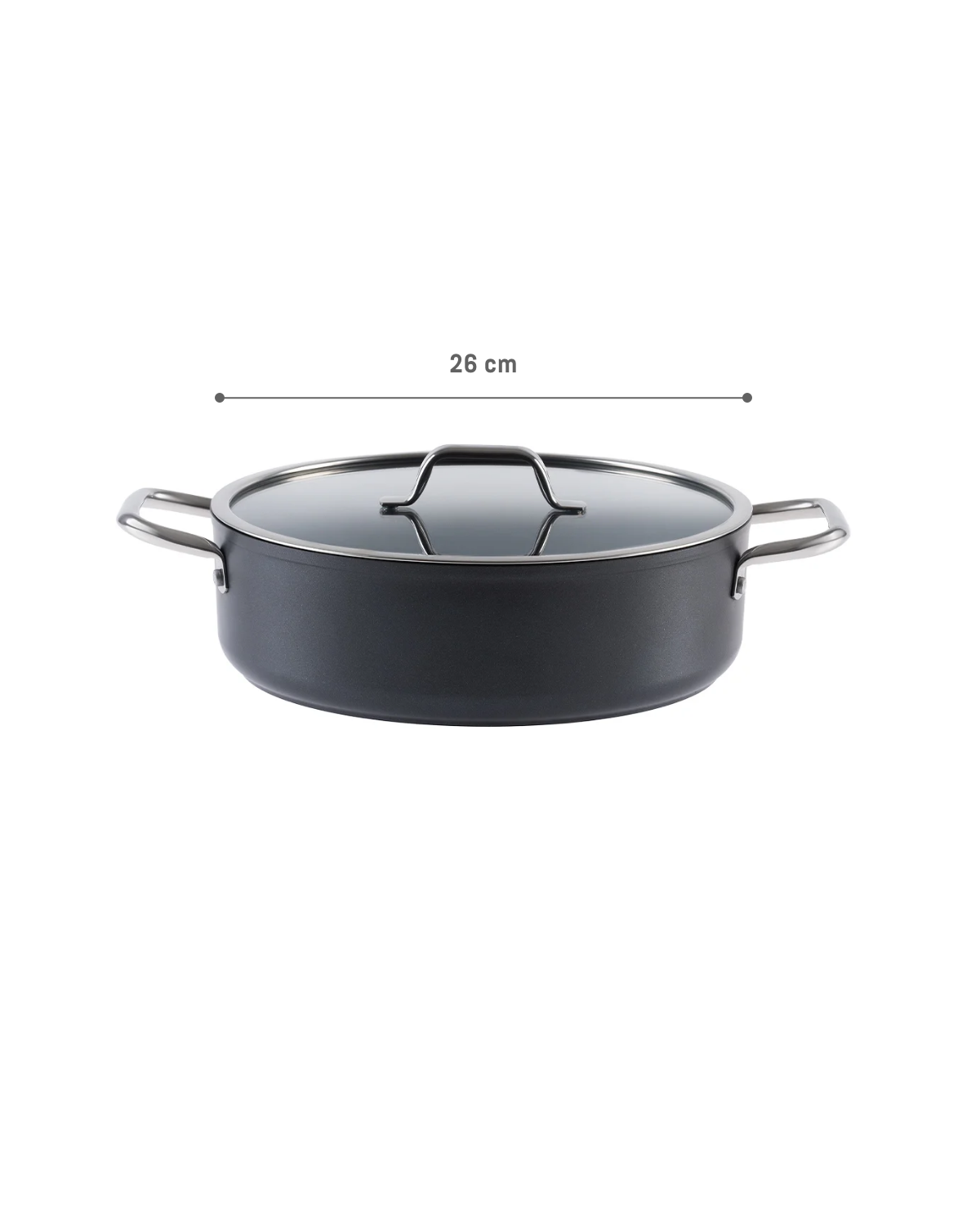 Professional Titanium Nonstick Shallow Cooking Pot - 26cm Anthracite Gray