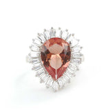 Sterling Silver Zultanite Teardrop Ring with Baguette Accents