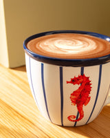 New Bone Porcelain 2-Piece Mug Set - Marine Vague Design