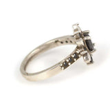 925 Sterling Silver Black Onyx Floral Ring - Elegant Bloom Design