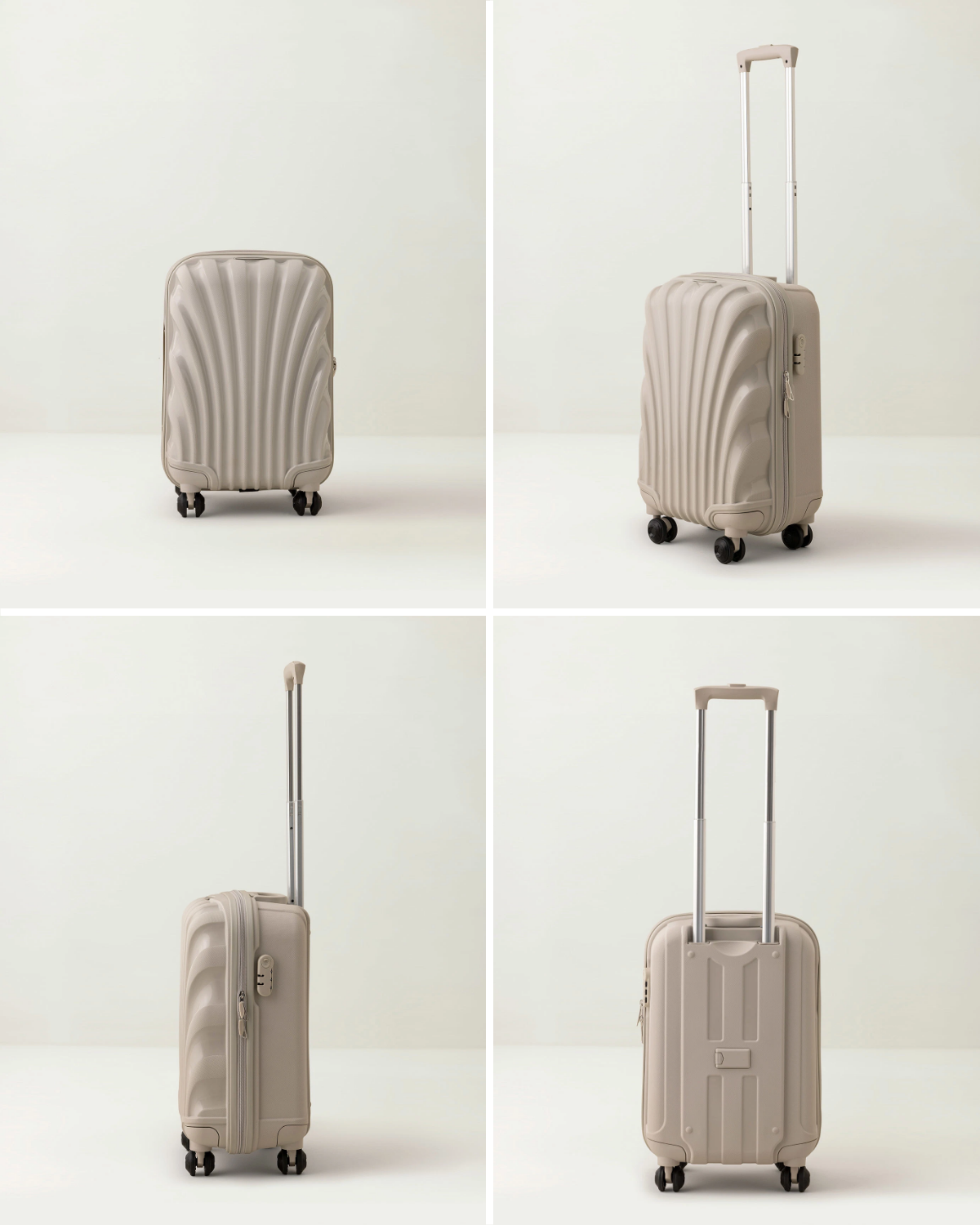 Beige Hardshell Carry-On Suitcase - Cabin Size Travel Luggage