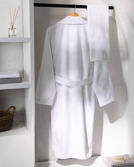 Unisex 100% Cotton Luxury Bathrobe Set - White