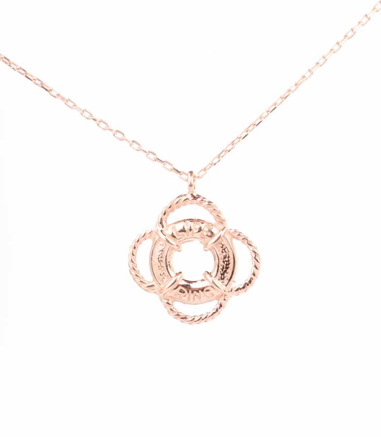 Premium 925 Sterling Silver Pink Lifebuoy Necklace