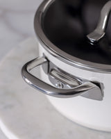 Titanium Enamel Deep Cooking Pot, 18 cm, White