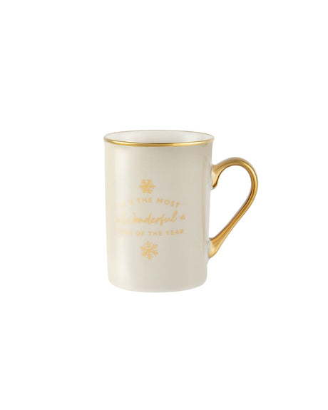 Elegant White and Gold Ceramic Coffee Mug - 280 ml Capacity