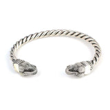 925 Sterling Silver Men's Bracelet - Elephant Head Twisted Cable Design