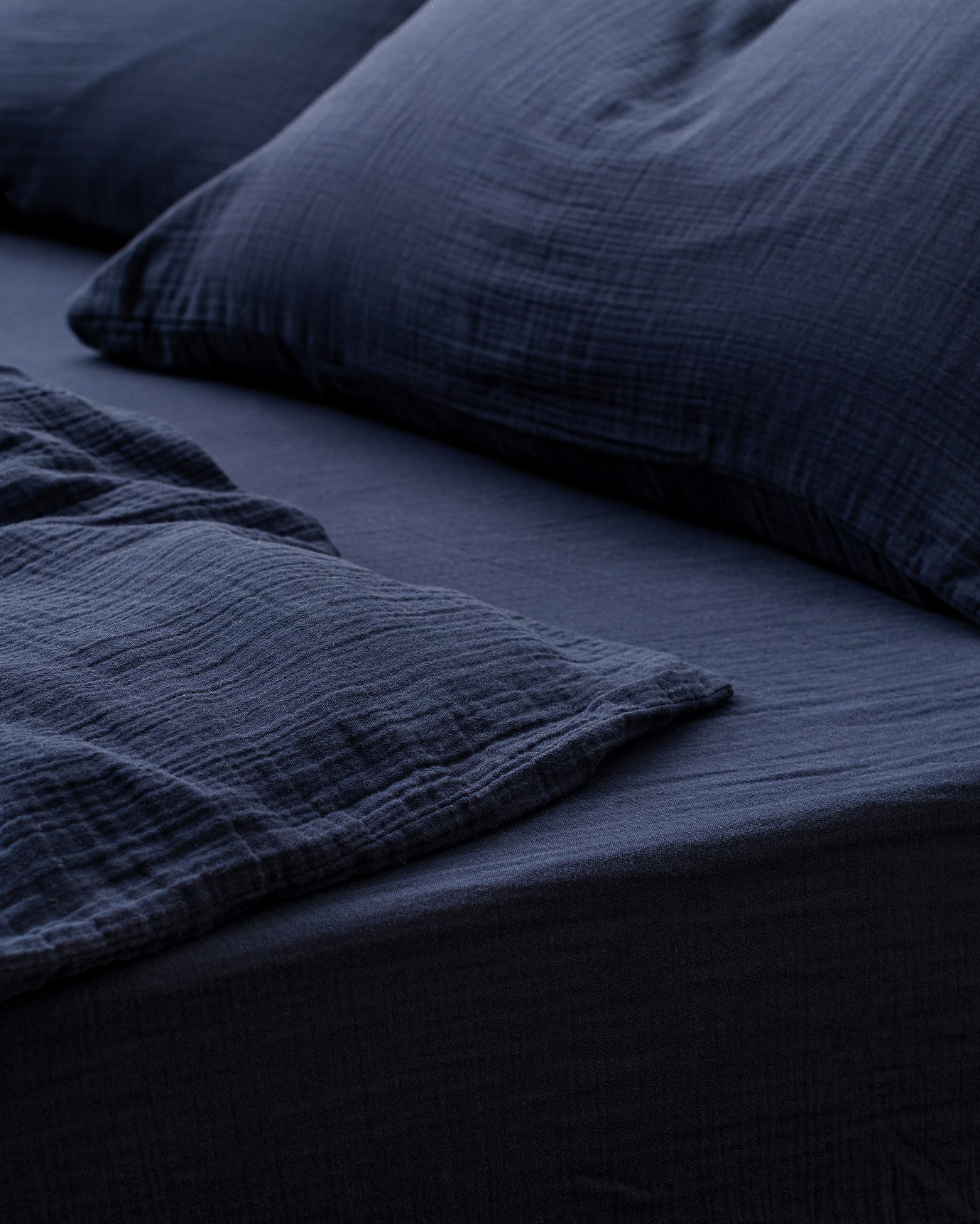 King Size 100% Cotton Muslin Fitted Duvet Cover Set