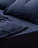 King Size 100% Cotton Muslin Fitted Duvet Cover Set