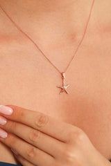 925 Sterling Silver Starfish Pendant Necklace - Ocean Charm