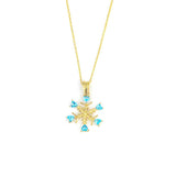 Sterling Silver Aquamarine Zircon Snowflake Heart Necklace