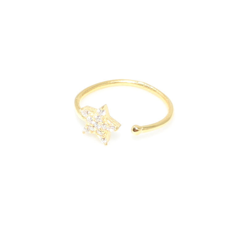 Premium 925 Sterling Silver Tiny Star Stone Ring Yellow