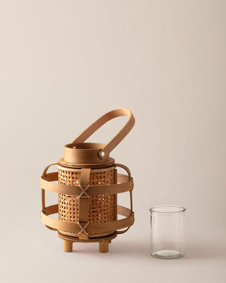 Wooden Decorative Lantern - Natural Finish Rustic Accent