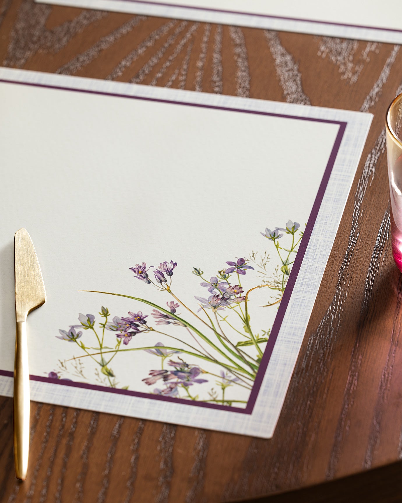 White & Purple Renard 4-Piece Placemat Set