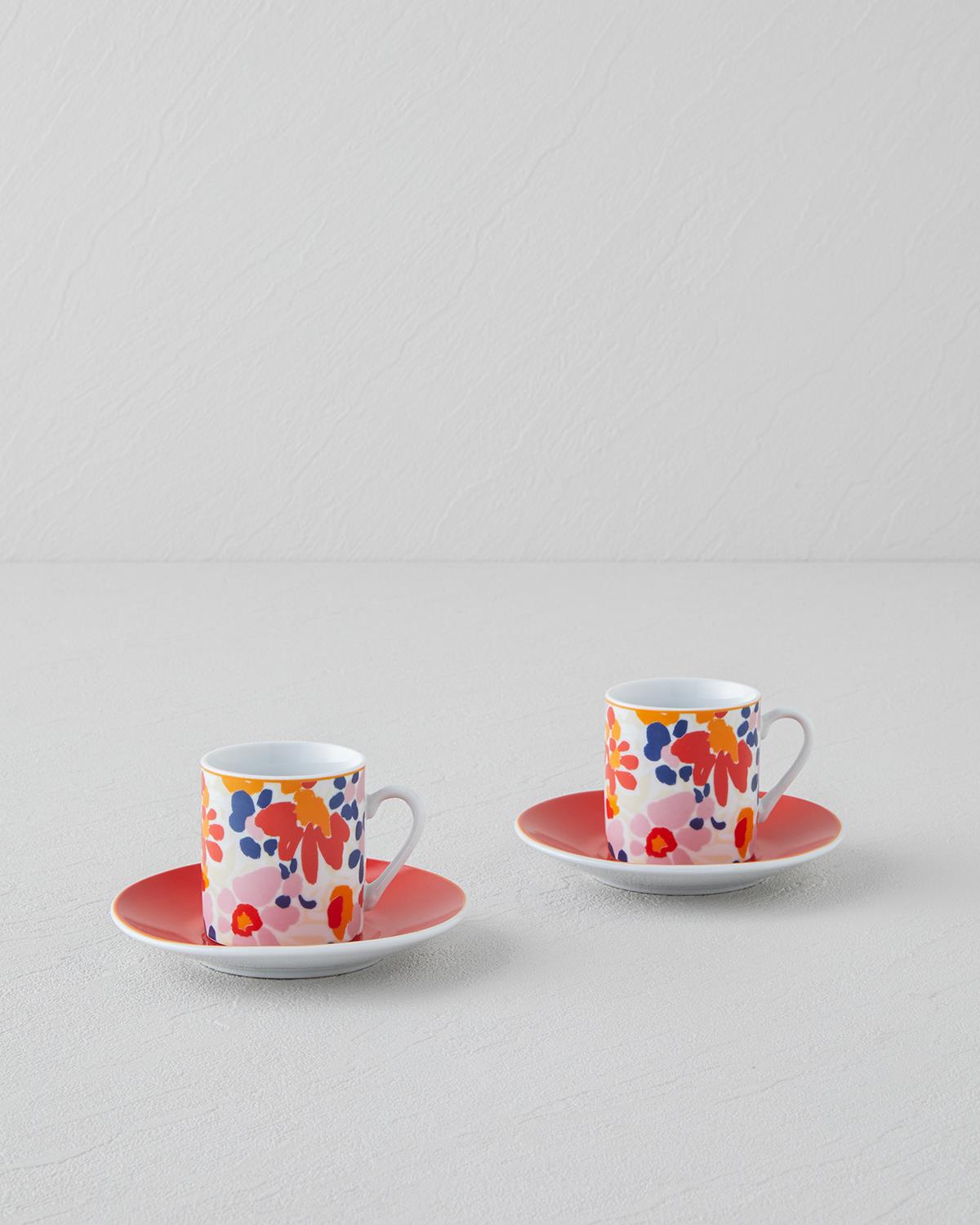 Professional Grade Porcelain Turkish Espresso Cup Set Colorful 2 Person