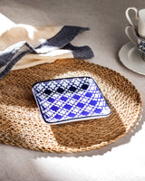 New Bone China Square Plate - Elegant Rêve Bleu Blue Dream Motif