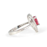 Sterling Silver Heart Ring with Ruby Zircon & White Zircon Halo