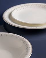 Fine Bone Porcelain 6-Person 18-Piece Dinner Set - White & Beige