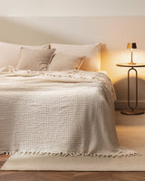 Cotton-Blend Double Bedspread - Mulette Soft White Design
