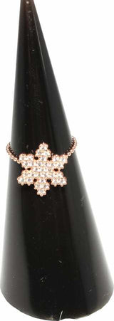 Premium 925 Sterling Silver Snowflake Joint Ring Pink White Stone