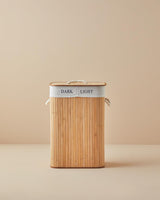 Premium-Foldable-Two-Compartment-Bamboo-Laundry-Hamper-Beige