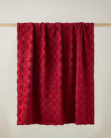 Premium Home Decor Square Knit Throw Blanket   Burgundy