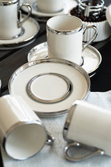 Farika Porselen Gozde Premium Platinum Gilded Turkish Coffee Set - 12 Piece - TryAladdin