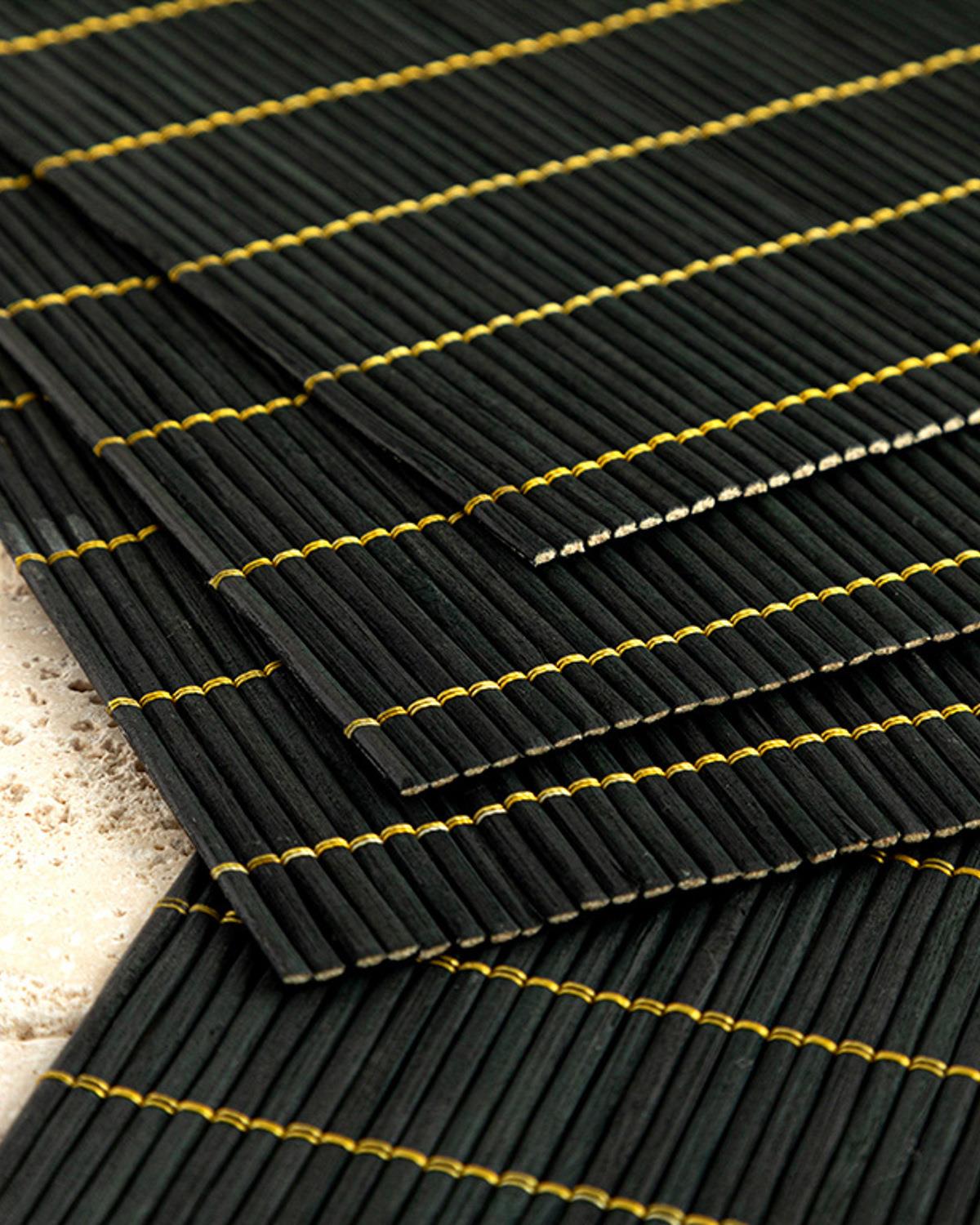 Professional Bamboo Placemat Set 4 Piece Black Tableware