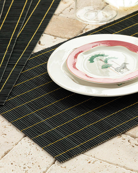 Professional-Bamboo-Placemat-Set-4-Piece-Black-Tableware