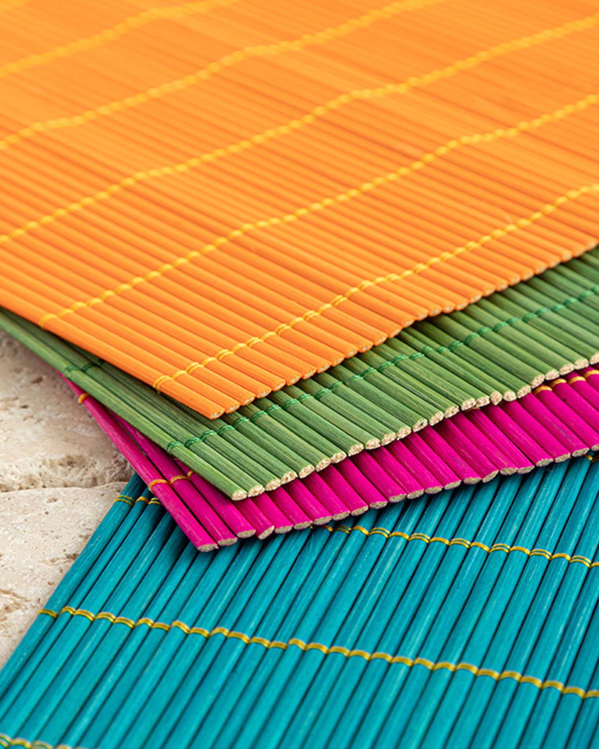 Premium Bamboo Placemat Set 4 Piece Colorful Dining