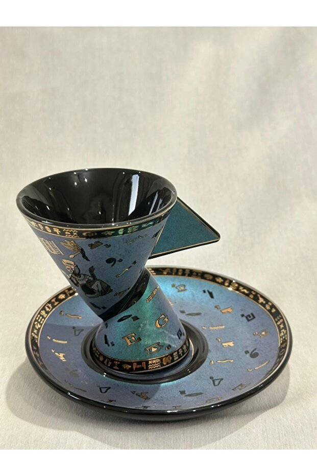 Fathy Mahmoud Premium Egyptian Cat Design Porcelain Coffee Cup Set - 2 Piece - TryAladdin