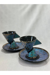 Fathy Mahmoud Premium Egyptian Cat Design Porcelain Coffee Cup Set - 2 Piece - TryAladdin