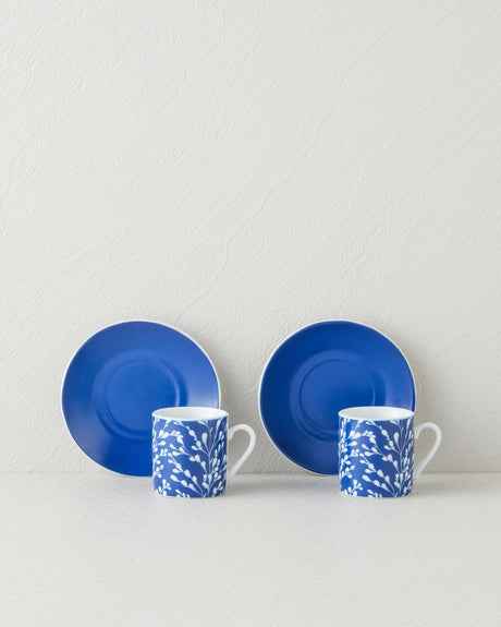 Premium Porcelain Demitasse Coffee Cup Set 4 Piece Dark Blue