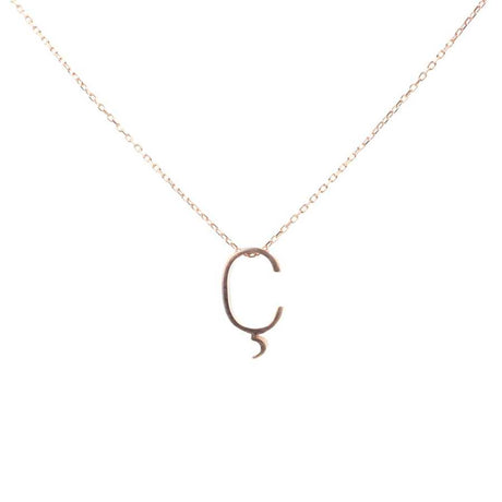 925 Sterling Silver 3D C Initial Pendant Necklace with Zircon Stones
