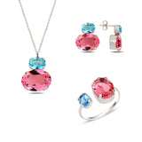 Set van sterling zilver met roségoud plating - Swarovski kristal elegantie