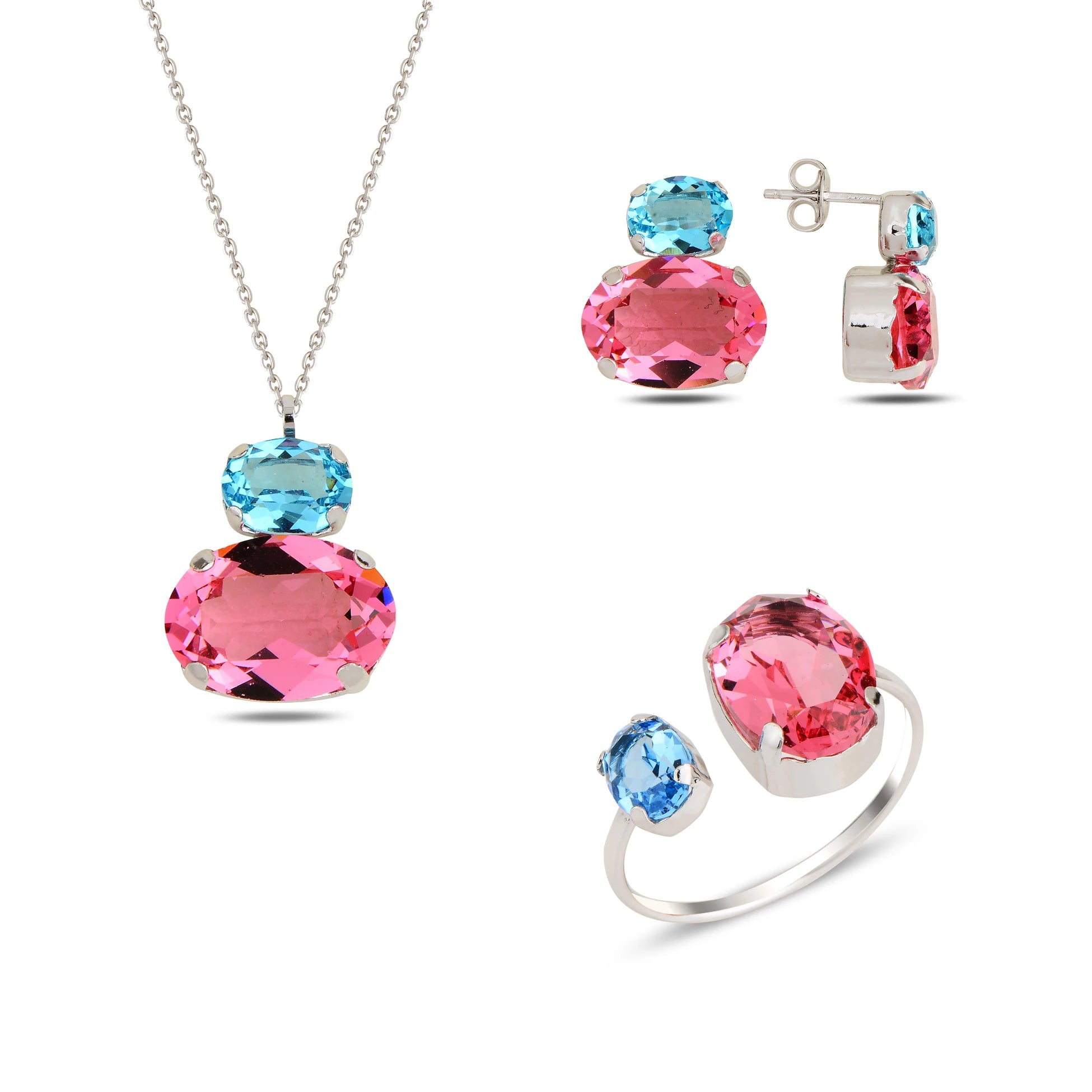 Set van sterling zilver met roségoud plating - Swarovski kristal elegantie