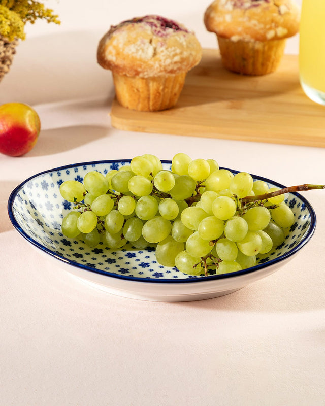 New Bone China Blue Oval Dessert Plate